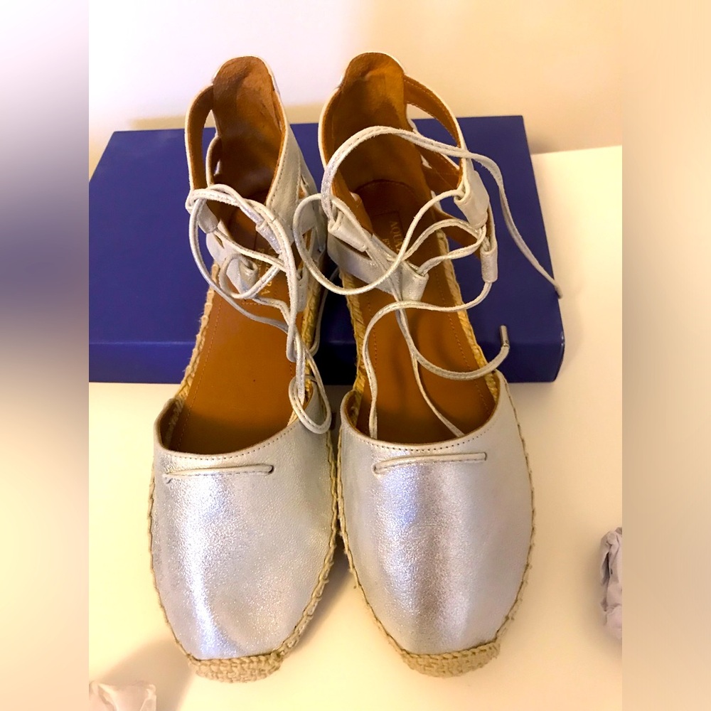 Aquazzura Firenze, Brand new, Metal Suede, Silver, Size: 36